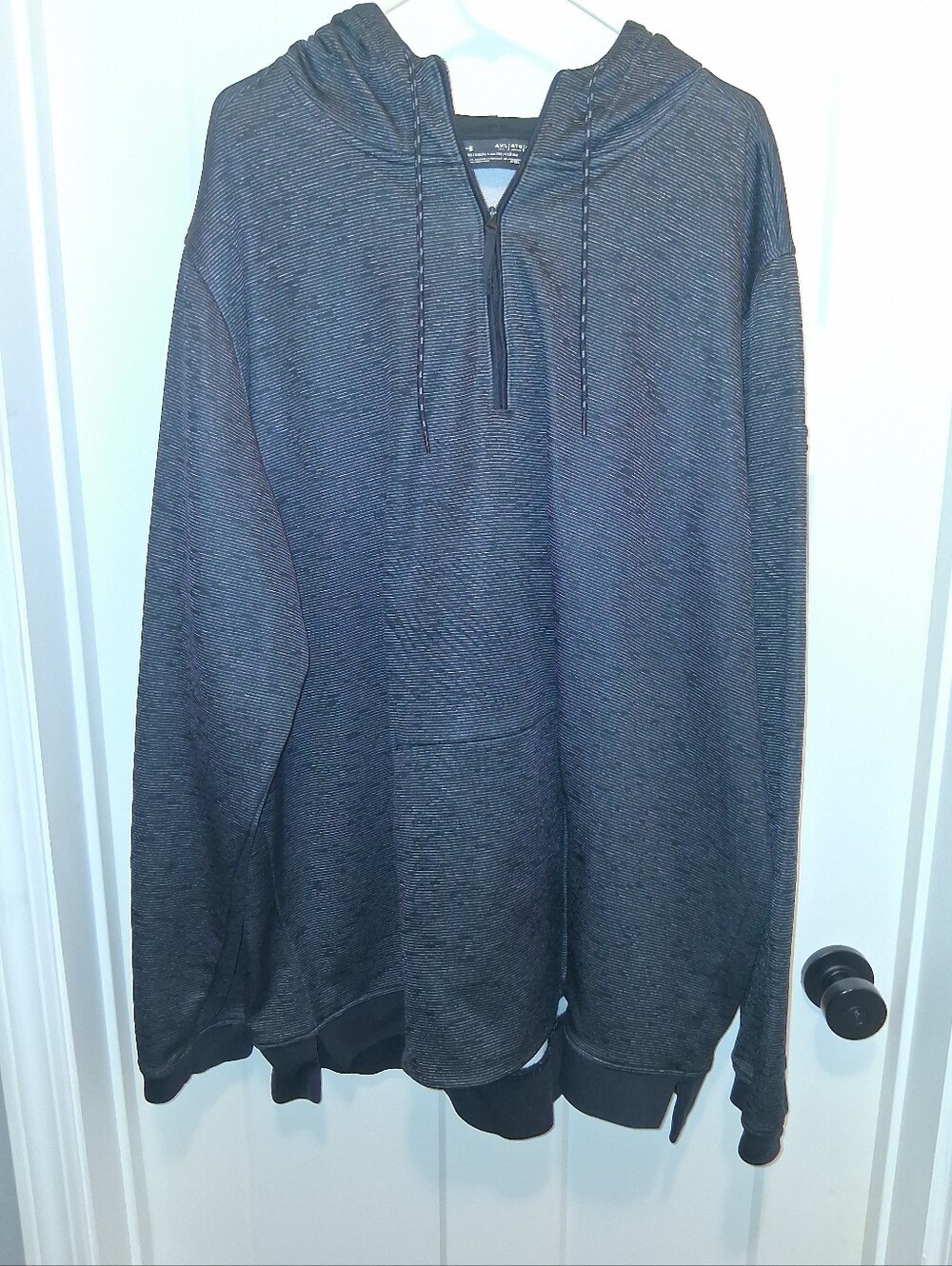 Under Armour Striped Black & Gray 3/4 Zip Pullover Size 4XL
